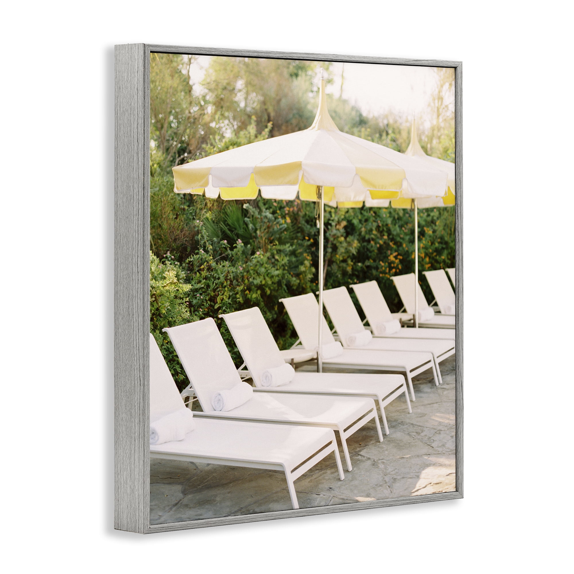 Stupell Industries Summer Pool Chairs Landscape Photography Gray Framed Art Print Wall Art, 16 x 20