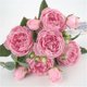 thumbnail image 4 of Flores artificiales de peonía, rosas de simulación, ramos de boda, rosas florales falsas, ramo de flores de seda, rosas blancas atadas a mano, flores de seda a granel (rojo a, o, 4 of 5