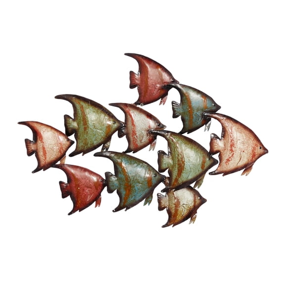 DecMode Multi Colored Metal Indoor Outdoor Fish Wall Decor