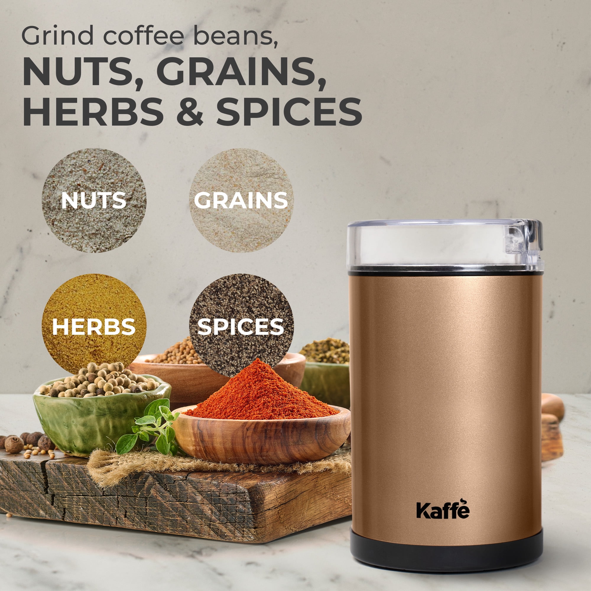 Kaffe Stainless Steel Electric Coffee Grinder, Copper (3.5oz