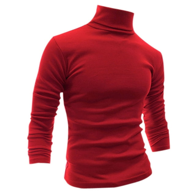 INSPIRE CHIC Chandails pour Hommes, Chandail à Col Roulé, Manches Longues, Extensible, Coupe Ajustée, Hauts 46 Rouge