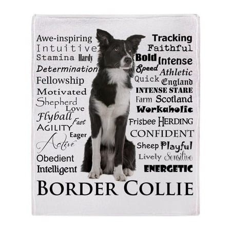 Collie Embroidered Fleece - CafePress - Border Collie Traits - Soft Fleece Throw Blanket, 50