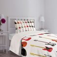 thumbnail image 3 of Ambesonne Guitar Quilted Bedspread Set 2 Pcs, Instruments Acoustic, Twin Size, Vermilion Black White, 3 of 5