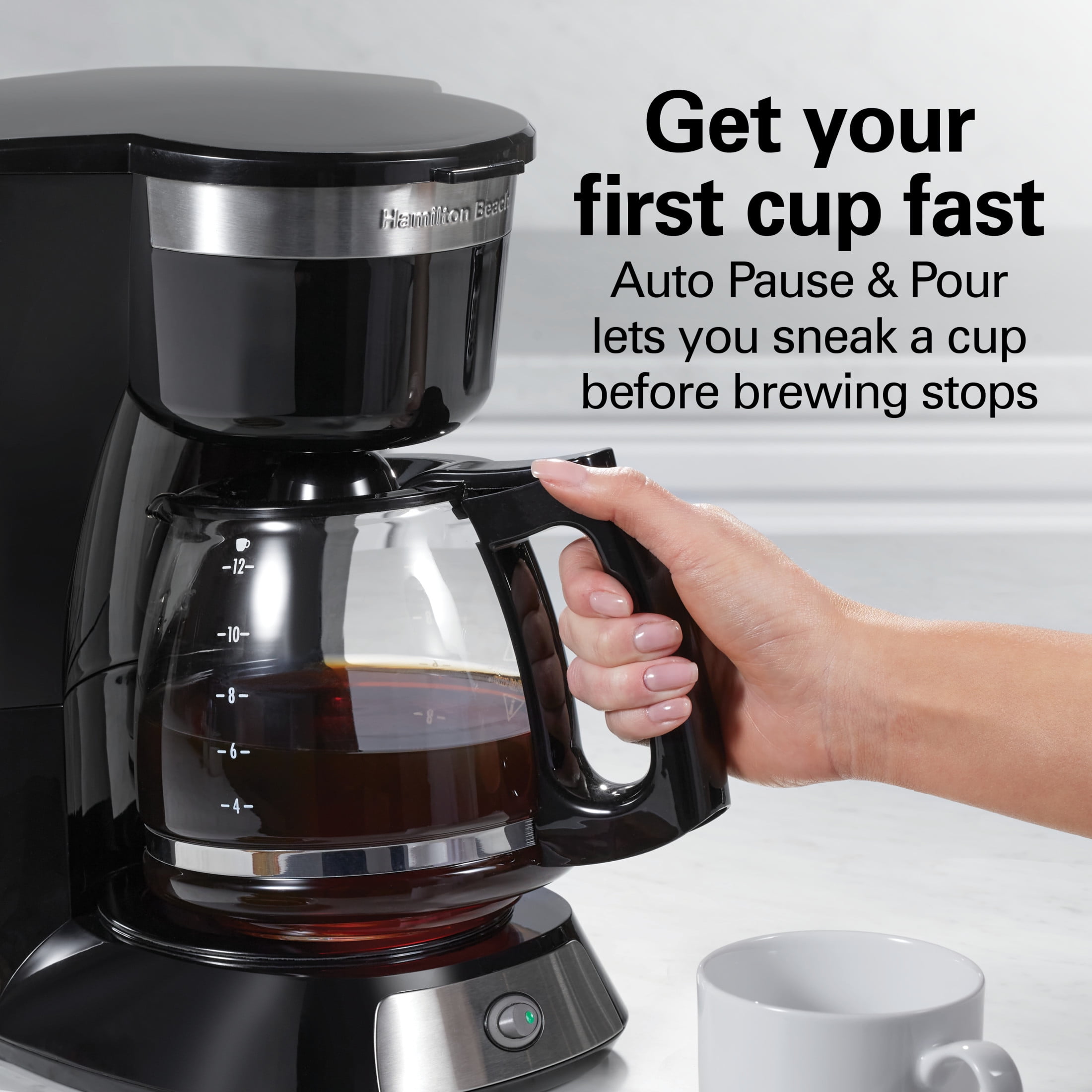 Hamilton Beach 12-Cup Drip Coffee Maker Machine with Glass Coffee Pot, Cafetera, Black