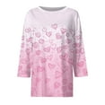 thumbnail image 4 of Fgvctg Valentine's Day Tops for Women Casual 3/4 Sleeve Crewneck Top Soft Date Night Pullover Shirts Oversized Sweet Love Heart Graphic Blouses Gifts for Women Watermelon Red 3XL, 4 of 5
