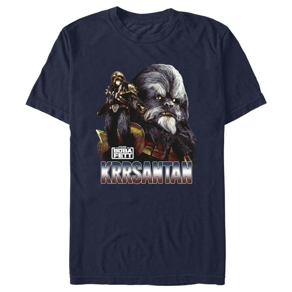 Men's Star Wars: The Book of Boba Fett Krrsantan the Wookiee The Twins Protector  Graphic Tee Navy Blue Large