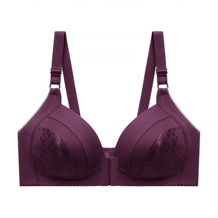 

Lolmot Front Close Wirefree Bra for Women Plus Size Lace Bralette Push Up Padded Bralette Wire Free Everyday Bras Gathers Non Rim Breast Fashion Underwear