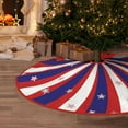 thumbnail image 2 of 4th of July Patriotic Tree Skirt 30 Inch Independence Day Red Blue White Stripe Holiday Tree Skirts for Summer Christmas Tree Decoration, 2 of 6