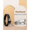 thumbnail image 6 of Timarkment 2pcs Belts for Womens Solid Color Belt Silver Pin Buckle Black Silver Women Leather Belts, 6 of 8
