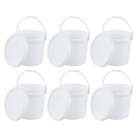 Doryh 4 Gallon Plastic Pails with Sealed Lids, White Round Food Grade Buckets, 6 Pack