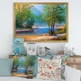 thumbnail image 3 of Designart 'Green Trees By The Bridge Over River' Traditional Framed Art Print, 3 of 4