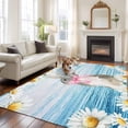 thumbnail image 2 of 5'x7' Area Rugs for Living Room Bedroom, Blue Easter Bunny Washable Rug Carpet Runner Indoor Outdoor, Spring Daisy Modern Ombre Striped Non Slip Floor Mats Area Rug for Kitchen, Nursery, 2 of 8