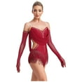 thumbnail image 3 of Aislor Robe de Danse Latine Jazz à Franges avec Gants Rouge TG, 3 of 7