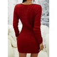 thumbnail image 4 of Sherrylily Women Zipper Sweater Dress Casual Slim Sweater Dress Long Sleeve Mini V-Neck Dresses, 4 of 6