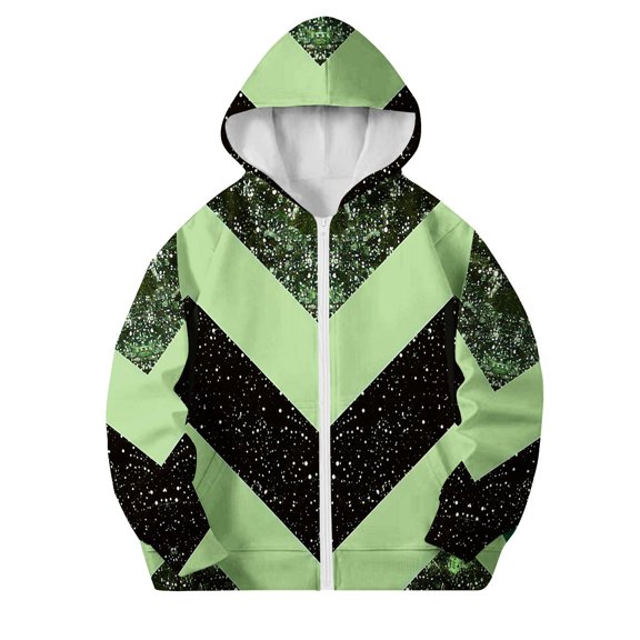 Riecok Kids Zip up Jacket with Pocket Long Sleeve Zip up Cute Print Fall Casual Coat Outwear Green 10 Years