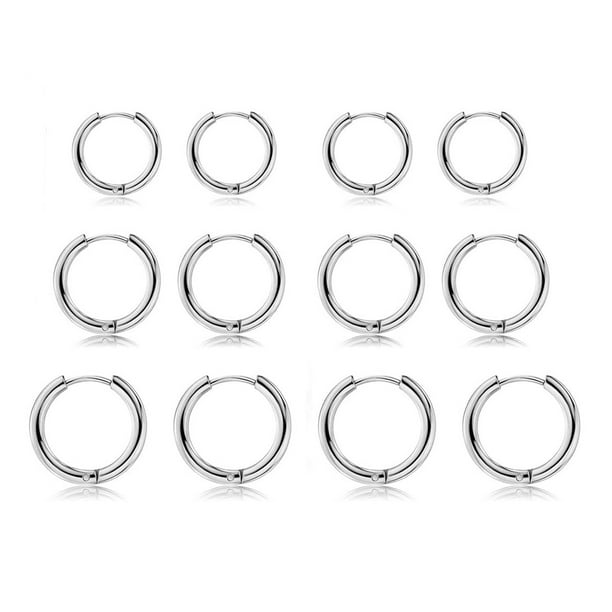 Pack of Titanium Surgical Stainless Steel Huggie Hoop Earrings