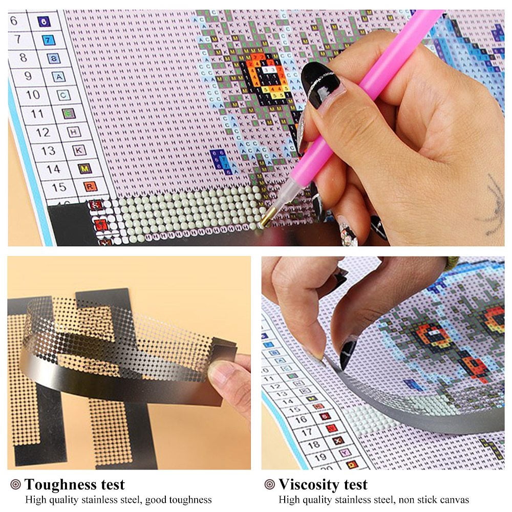 DIY Diamond Picture Kit with Iron Tweezers Label Paster DIY Rhinestones Picker Tools Tray Plate Plastic Cosmetics Jar & Silicone Pad Mixed color