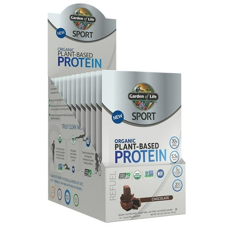 Garden of Life Sport Organic Plant-Based Protein Powder, Chocolate, 1.6 Oz, 12 Ct