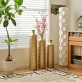 thumbnail image 3 of Aukfa Metal Decorative Tall Floor Vase,Set of 3 Large glazed Vases,25.2"/ 29.33"/34.25" H,Gold, 3 of 8