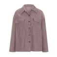 thumbnail image 4 of Njoeus Going Out Tops for Women, Women's Corduroy Button Up Shacket Cardigan Shirts Long Sleeve Lapel Loose Shirt Jacket Coat with Pokets, 4 of 5