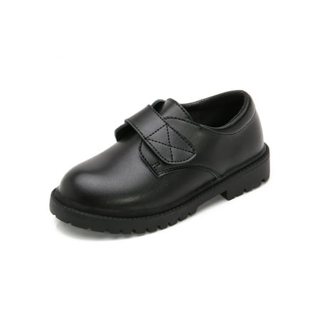 

Daeful Boy s Oxfords Uniform Dress Shoes Lug Sole Casual Shoe Lightweight Magic Tape Loafers Boys Non-slip Flats Black 2# 12C