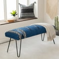 thumbnail image 3 of Hauteloom Wesselsbron Entryway Bedroom Bench - Cotton Foot Stool - Metal Legs - Blue, Black, Cream - 18" x 48" x 16", 3 of 9
