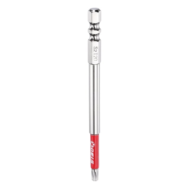 Punta de destornillador Torx Uxcell TT20 de 1/4" Hexagonal, 4" (100mm) larga, magnética, a prueba de manipulaciones, brocas de estrella de 6 puntos, destornilladores industriales de acero S2.