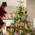 thumbnail image 5 of Christmas Ball Ornaments 3.15" Hanging Ornaments Red Green White Christmas Balls Polka Dots Stripes Plastic Balls for Xmas Tree Decoration, 3pcs, 5 of 6
