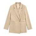 thumbnail image 4 of Zynoxe Blazer Jacket for Women Trendy Lapel Double Breasted Open Front Suit Jacket Fall Loose Versatile Business Casual Office Plus Size Jackets with Pockets Silver S, 4 of 5