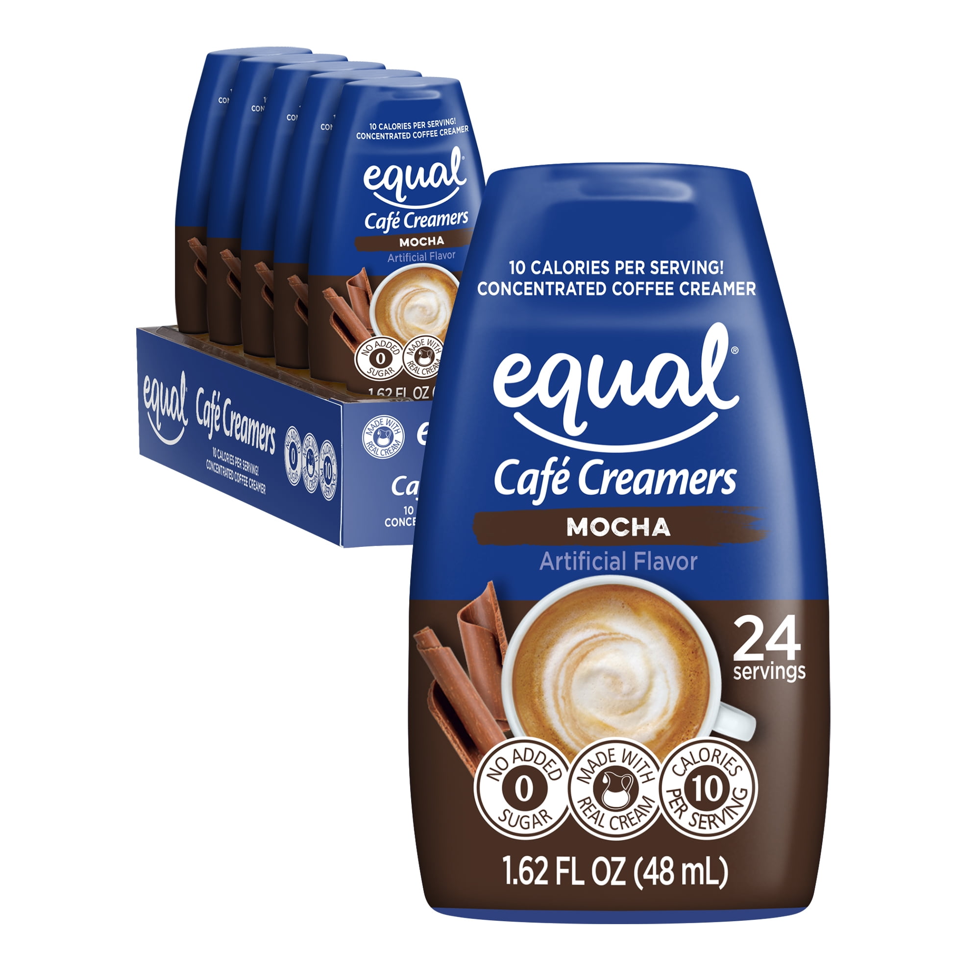 Equal Cafe Creamers, Mocha, Low-Calorie Creamer, 1.62 Oz Bottle