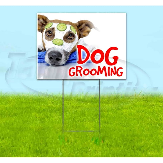 Dog Grooming (18" x 24") Yard Sign, Includes Metal Step Stake