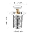 thumbnail image 3 of Brass Bathroom Drain Plug Universal Stopper with Advanced Hair Strainer Core Filter, 3 of 4