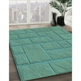 thumbnail image 3 of Ahgly Company Machine Washable Indoor Square Transitional Dark Mint Green Area Rugs, 8' Square, 3 of 7