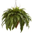 thumbnail image 2 of Nearly Natural 6872 26" Giant Boston Fern with Cone Hanging Basket, 2 of 2