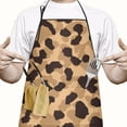 thumbnail image 2 of Beige and Black Leopard Pattern Apron-Garden Aprons for Women with Pockets-Cotton Linen Waterproof Kitchen Cooking Gardening Aprons Adjustable for Kitchen,Cooking,BBQ and Salon 33x27 Inch, 2 of 7
