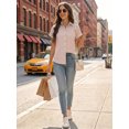 thumbnail image 6 of MOYIKO Short Sleeve Summer Tops for Women Casual Button Down Shirts Striped Business Work Blouses, 6 of 7