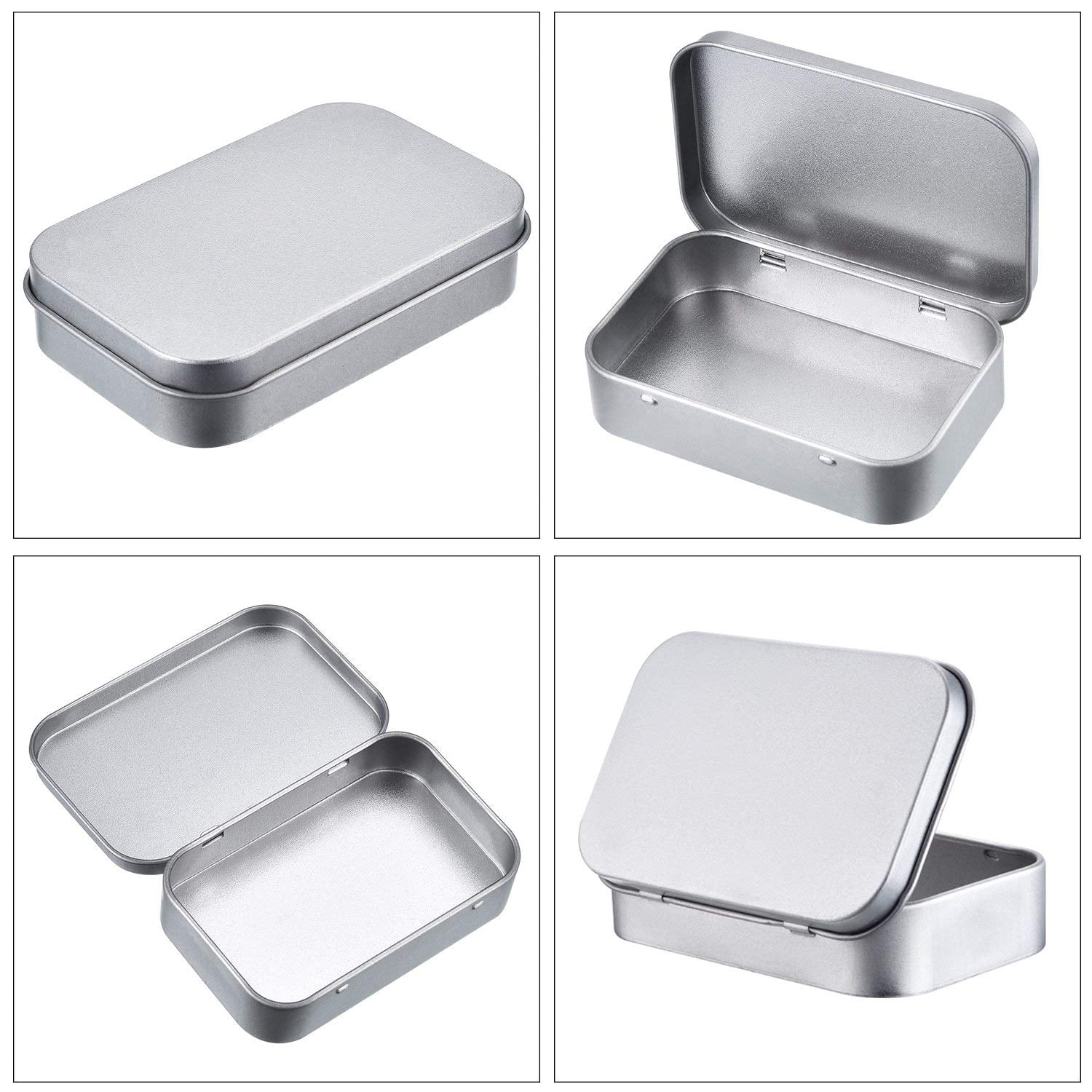 BELUPAI Mini Portable Metal Rectangular Empty Hinged Tins Small Storage Kit Box Containers Mini Portable Empty Hinged Tins Small Storage Kit Box Containers