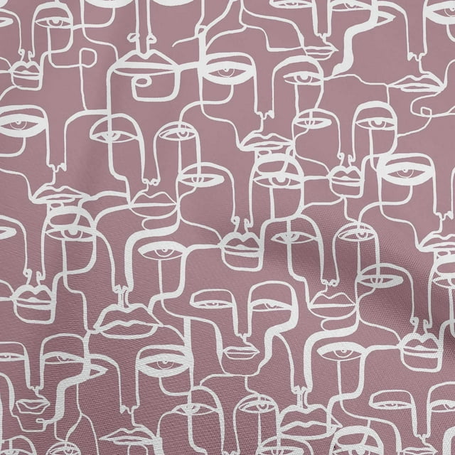 oneOone Georgette Viscose Dusty Rose Fabric Abstract Face Sewing Craft Projects Fabric Prints By Yard 42 Inch Wide