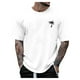 thumbnail image 1 of Men's Round Neck Short Sleeve Loose Summer Tops Fashion T-Shirt With Graphic Creative Letters Retro Print Street Sports Casual Tops M, 1 of 4