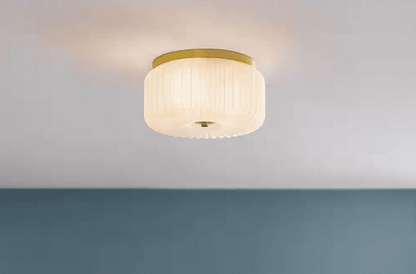 Home Decorators Collection Caroline 11 in. 2-Light Aged Brass Flush Mount with Frosted Glass Shade