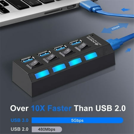 USB 3.0 4/7 Port Hub Active with Power Supply Distributor USB for Windows PC