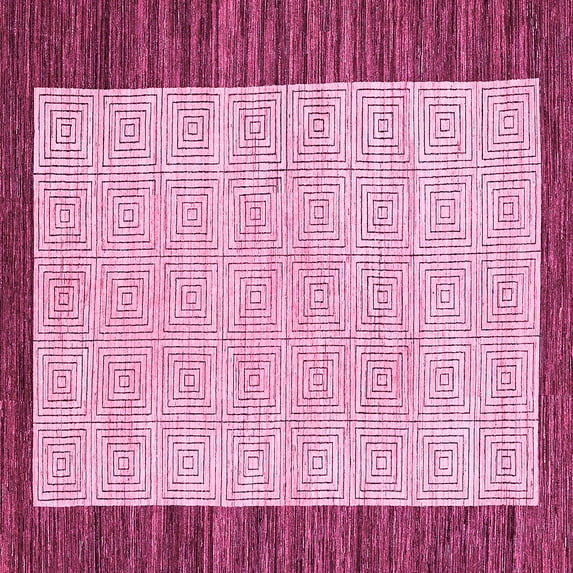 Ahgly Company Indoor Square Oriental Pink Modern Area Rugs, 8' Square