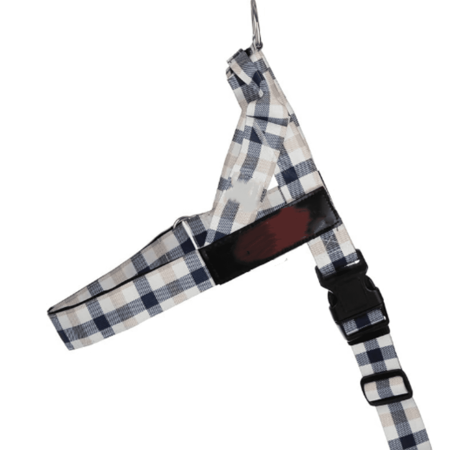 Adjustable Dog Harness– No Pull, No Choke – for English Bulldogs, French Bulldogs, Pugs & Broad-Chested Breeds – Easy,  Walks (Blue TAN Plaid, Medium)