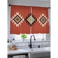 thumbnail image 5 of Triangle Combination Pattern Sheer Curtains 2 Panels Set Black Green Red Retro Decor Lihgt Filtering Rod Pocket Voile Drape, Semi Sheer Window Curtains for Bedroom Living Room, 52"x54", 5 of 5
