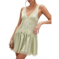 thumbnail image 2 of Women's Lace for Mini Dress Slip Dress V-Neck Summer Y2k Ruffle Hem Flowy Swing Boho Short Dresses Green XXL, 2 of 8