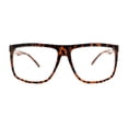 thumbnail image 1 of Thin Plastic Hipster Horn Rim Flat Top Clear Lens Eyeglasses Brown Tortoise, 1 of 4