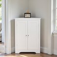 thumbnail image 3 of Tcbosik White Floor Corner Cabinet with 2 Doors, Modern MDF Storage Cabinet with Adjustable Interior Shelf, Multipurpose Organizer for Bathroom, Living Room or Bedroom, 3 of 8