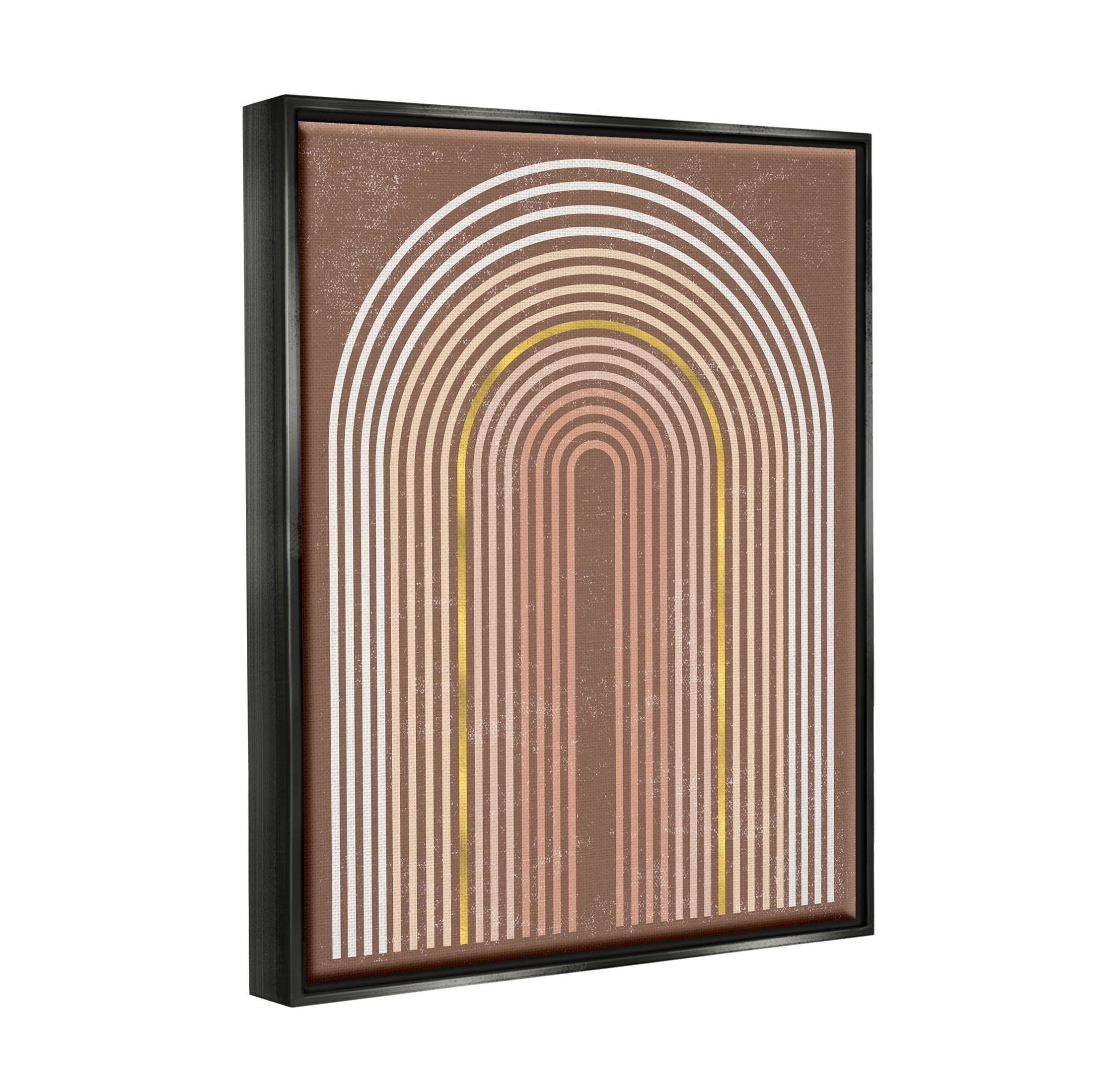 Stupell Industries Abstract Rainbow Stripes Arch Graphic Art Jet Black Floating Framed Canvas Print Wall Art, Design by Caroline Alfreds