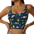 thumbnail image 2 of Lsque Funny Spaceships Printed Women'S Sports Bra, Compression, Moisture Wicking, High-Impact Sports Bra For Women,Supportive sports bra-Small, 2 of 9