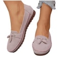 thumbnail image 4 of KIJBLAE Women's Plus Size Round Toe Closed Toe Moccasin Flats, Slip On Low Heel Soft Sole Casual Shoes Pink 37, 4 of 9